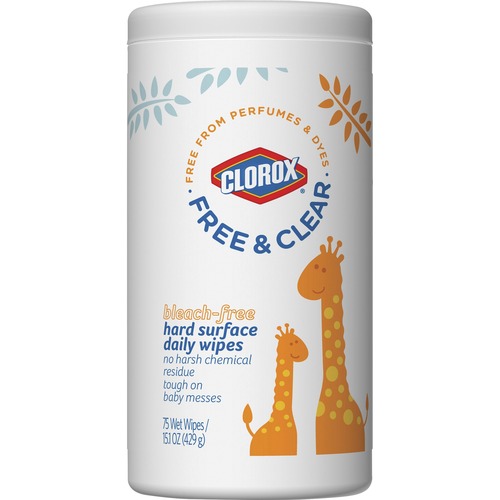 Clorox Company  Wet Wipes, Free and Clear, 75 Wipes, White