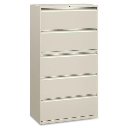 The HON Company  5-Drawer Lateral File W/Lock, 36"x19-1/4"x67", Light Gray