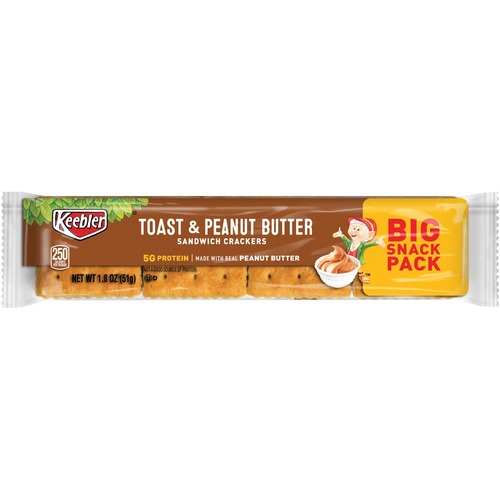 SANDWICH CRACKERS, TOAST AND PEANUT BUTTER, 8 CRACKER SNACK PACK, 12/BOX