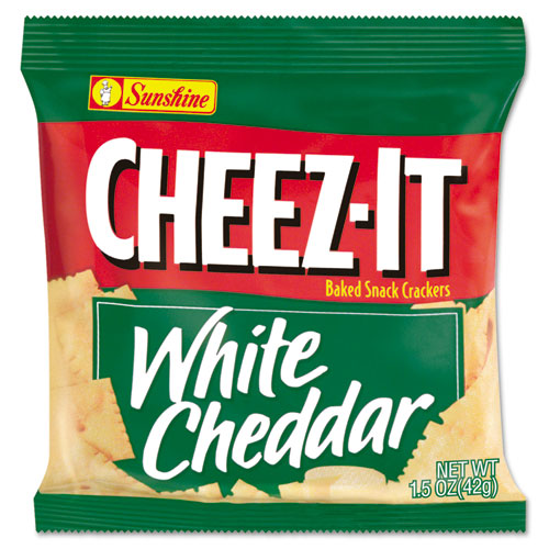 CHEEZ-IT CRACKERS, 1.5 OZ SINGLE-SERVING SNACK BAGS, WHITE CHEDDAR, 8/BOX