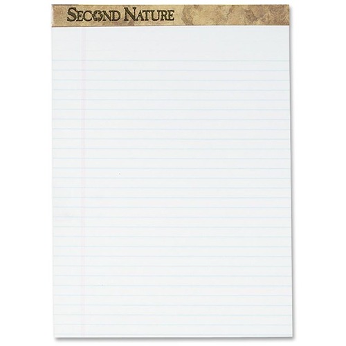SECOND NATURE RECYCLED PADS, WIDE/LEGAL RULE, 8.5 X 11.75, WHITE, 50 SHEETS, DOZEN