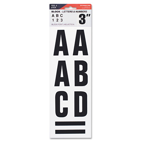 LETTERS, NUMBERS AND SYMBOLS, ADHESIVE, 3", BLACK, 64 CHARACTERS