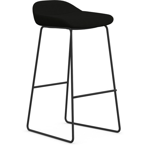 9to5 Seating  Bar Stool, Sled Base, 16"x16"x33", Onyx Fabric/Black Frame