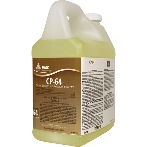 Rochester Midland Corporation  Disinfectant Cleaner, CP-64, Lemon Scent, 1/2Gal, 4/CT, YW