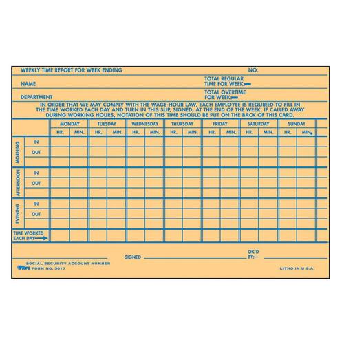 FORM,TIME CARD,WK,6X4