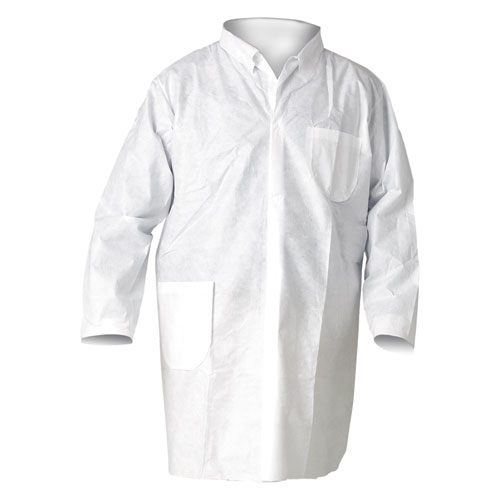 A20 BREATHABLE PARTICLE PROTECTION LAB COATS, SNAP CLOSURE/OPEN WRISTS/POCKETS, X-LARGE, WHITE, 25/CARTON