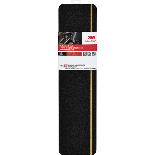 3M  Slip-Resistant Tread, Reflective Stripe, 6"Wx24'L, Black