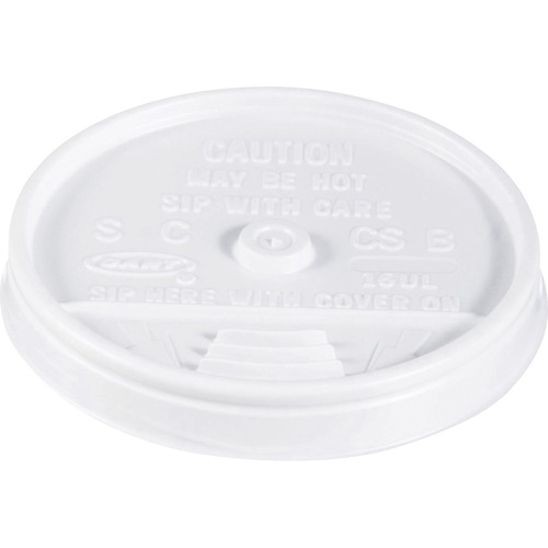 Plastic Lids, For 16oz Hot/cold Foam Cups, Sip-Thru Lid, White, 1000/carton