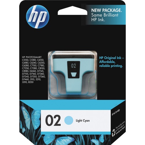 Hewlett-Packard  HP 02 Inkjet Cartridge, 220 Page Yield, Light Cyan