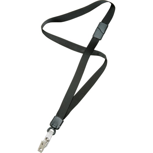 SKILCRAFT  Neck Lanyard,Deluxe 3/4" Strap,w/Bulldog Clip,36",12/DZ,BK