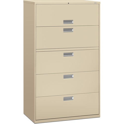 600 SERIES FIVE-DRAWER LATERAL FILE, 42W X 18D X 64.25H, PUTTY