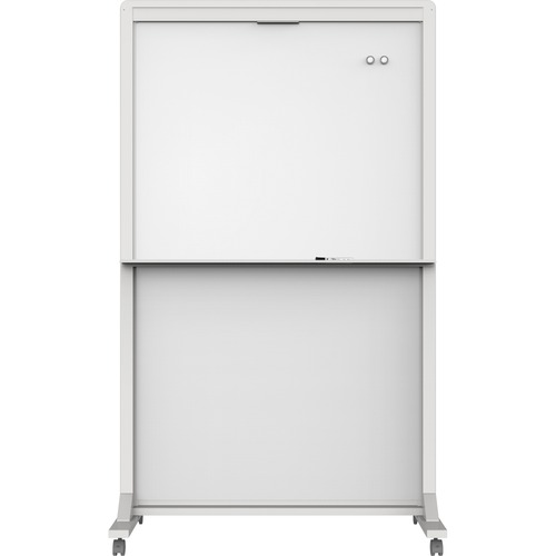 MOTION DUAL-TRACK MOBILE MAGNETIC DRY-ERASE EASEL, TWO 40 1/2 X 34 PANELS, WHITE
