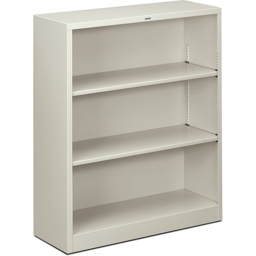 Metal Bookcase, Three-Shelf, 34-1/2w X 12-5/8d X 41h, Light Gray