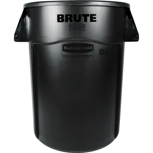 Brute Vented Trash Receptacle, Round, 44 Gal, Black