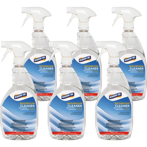 Genuine Joe  Restroom Cleaner, Peroxide, Spray Bottle, 32 oz, 6/CT, Clear