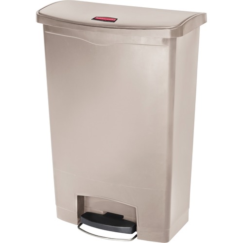 Slim Jim Resin Step-On Container, Front Step Style, 24 Gal, Beige