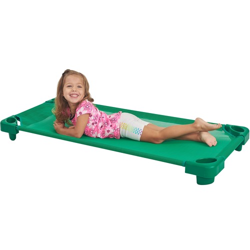 Early Childhood Resources ECR4Kids  Standard Kiddie Cots, RTA, 6/CT, Green
