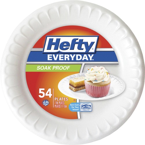 Reynold Food Packaging  Snack Plates, Foam, Soak proof, 7", 54/PK, White