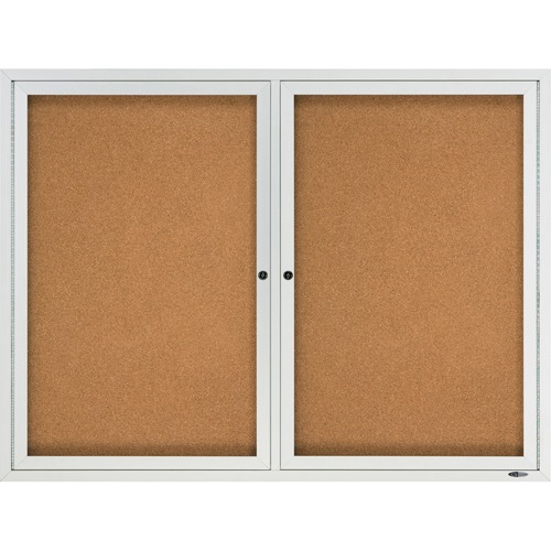 Enclosed Cork Bulletin Board, Cork/fiberboard, 48" X 36", Silver Aluminum Frame