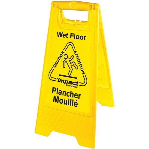 BILINGUAL YELLOW WET FLOOR SIGN, 12.05 X 1.55 X 24.3, YELLOW