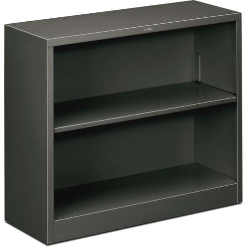Metal Bookcase, Two-Shelf, 34-1/2w X 12-5/8d X 29h, Charcoal