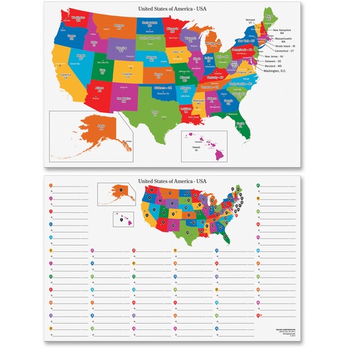 MAP,DRYERASE,US MAP,DBLSIDE