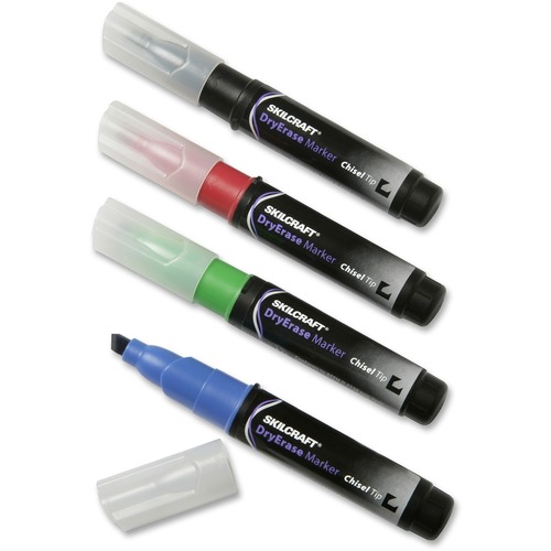 MARKERS,DRYERASE,CHISEL,4PK