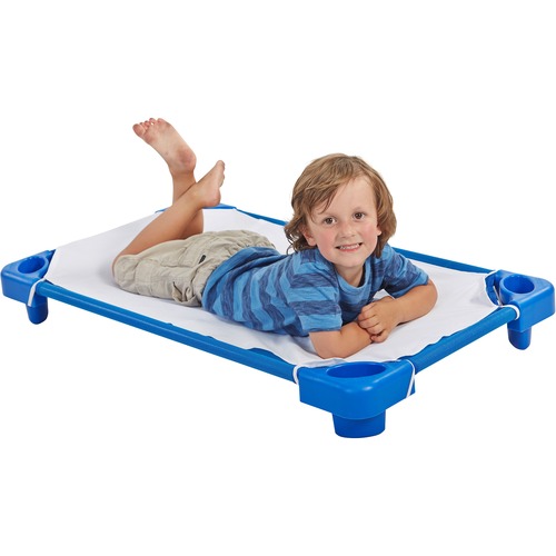 Early Childhood Resources ECR4Kids  Stackable Toddler Cots w/Sheets, 23"x5"x40", 6/CT, BE