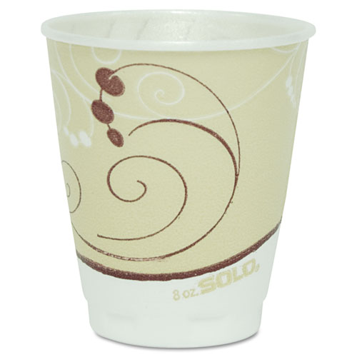 SYMPHONY DESIGN TROPHY FOAM HOT/COLD DRINK CUPS, 8 OZ, BEIGE, 100/PACK