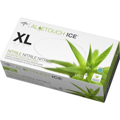 Aloetouch Ice Nitrile Exam Gloves, X-Large, Green, 180/box