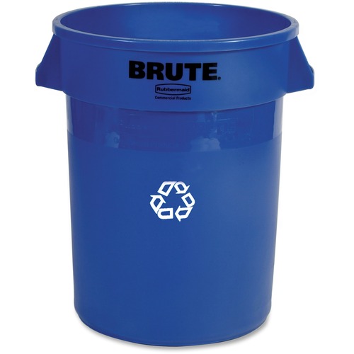 Rubbermaid Commercial Products  Recycling Container,Heavy-duty,32 Gal,22"x22"x27-1/4",Blue