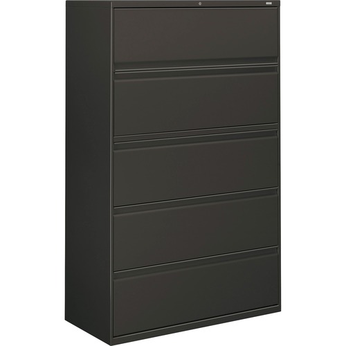 The HON Company  Lateral File, 5-Drawer, w/Lock, 42"x18"x64-1/2", Charcoal