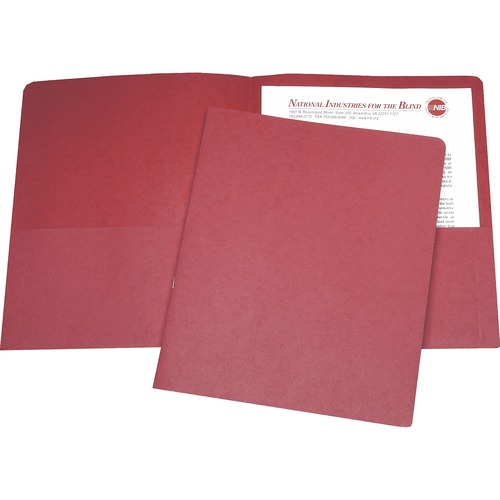 7510015122415 SKILCRAFT DOUBLE POCKET PORTFOLIO, LETTER SIZE, RED, 25/BOX
