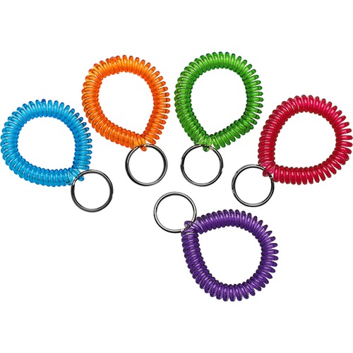 Wrist Coil With Key Ring, Assorted, 10/box