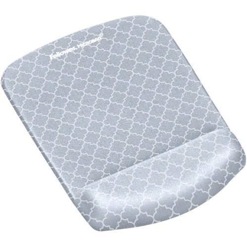 Plushtouch Mouse Pad With Wrist Rest, 7 1/4 X 9 3/8 X 1, Gray/white Lattice