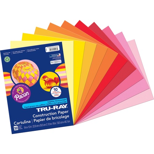 Pacon  Construction Paper, 76lb., 9"x12", 50/PK, Warm Ast