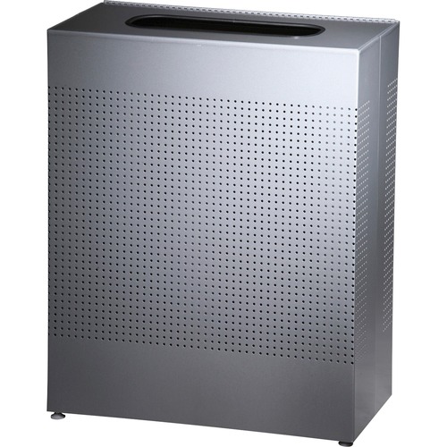 DESIGNER LINE SILHOUETTES RECEPTACLE, SQUARE, STEEL, 40 GAL, SILVER