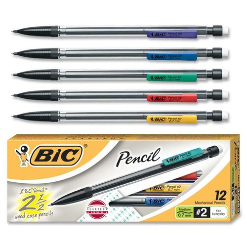 PENCIL,MECH,0.7MM,CLR,12PK