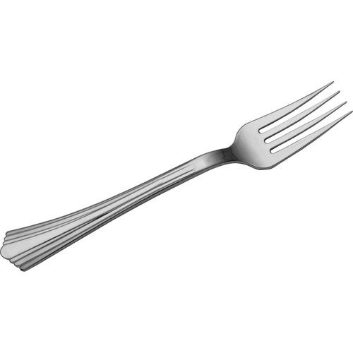 REFLECTIONS HEAVYWEIGHT PLASTIC UTENSILS, FORK, SILVER, 7", 40/PACK, 8 PACKS/CARTON