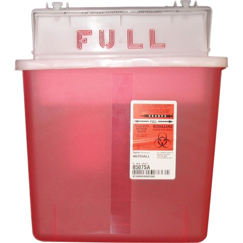 Covidien  Sharps Container,w/ Counter Balanced Lid, 5 Quart, Red