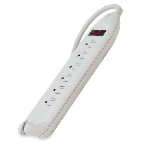 Power Strip, 6 Outlets, 12 Ft Cord, White