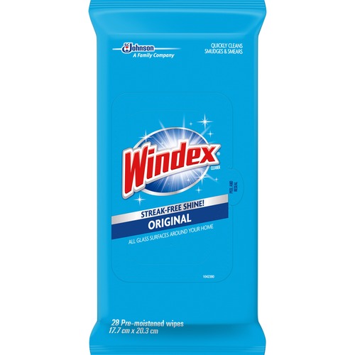 S.C. JOHNSON & SON, INC  Windex Wipes, Glass/Surface, 28 Wipes/PK
