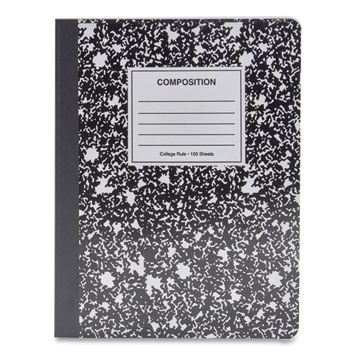 COMPOSITION BOOK, MEDIUM/COLLEGE RULE, BLACK MARBLE COVER, 9.75 X 7.5, 100 SHEETS