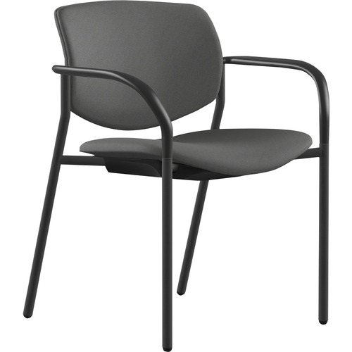 9to5 Seating  Stack Chair,w/Arms,25-1/2"x25"x33",Gray Fabric/BK Frame