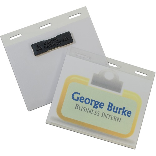 SELF-LAMINATING MAGNETIC STYLE NAME BADGE HOLDER KIT, 3" X 4", CLEAR, 20/BOX